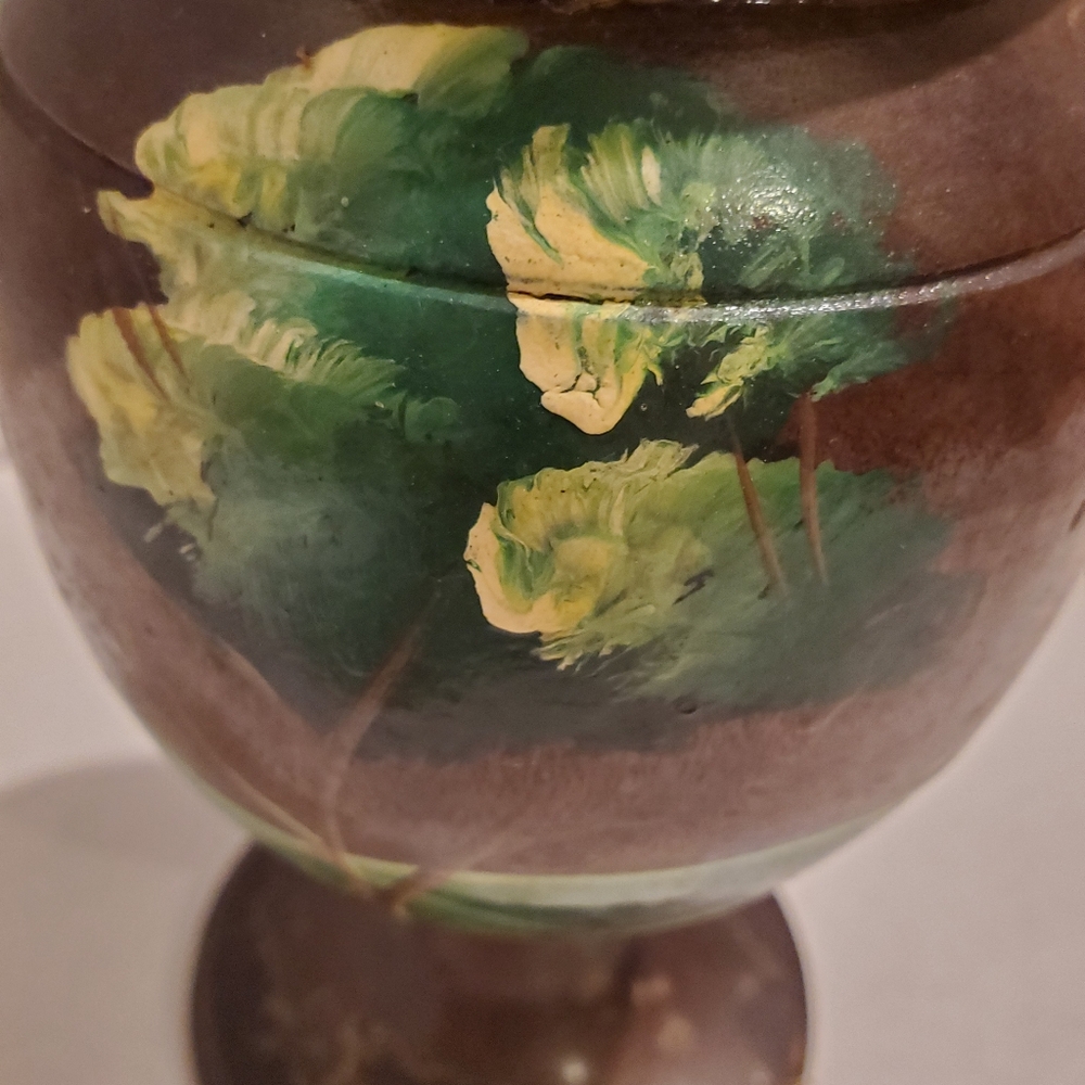Small Decorative Wooden Urn With Lid - Picture 2 of 7